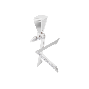Colgante de Alfabeto Estilizado Aarinya con Diamante 'K' Cultivado en Laboratorio, Certificado IGI, Plata 925, Corte Brillante y Acentos de Diamantes Pavé - Product Image 2