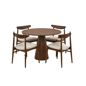 ARTERRA Handmade Teak Wood Midcentury Modern <b>Dining</b> Table <b>Set</b> <b>4</b> Solid Back <b>Chairs</b> Durable Eco-Friendly Restaurant Home Furniture - Product Image 1