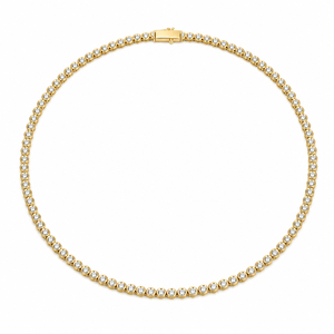 สร้อยคอเทนนิสชุบทอง 14K เงินแท้ 925 ประดับเพชร CZ ขนาด 4 มม. ความยาว 22 นิ้ว - Product Image 1