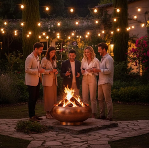 Brasero de hierro martillado con estilo antiguo y construcción resistente a la intemperie, perfecto para calentar y decorar el jardín. - Product Image 2