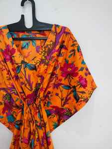 ชุดคลุมชายหาดผ้าฝ้ายอินเดียทำมือทรงหลวมสไตล์โบโฮ - Product Image 5