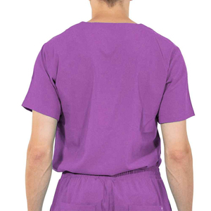 Purple Women's <b>Scrub</b> Set Short Sleeve Solid Color Casual Uniform Pants and Top Medical Workwear <b>Scrub</b> Uniform Suits New Design - Product Image 5