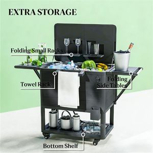 Carrello Frigorifero Nero per Esterni con Ruote per Terrazza e Stoccaggio Refrigerato - Product Image 4