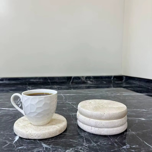 แผ่นรองแก้วหินอ่อนทรงกลมทำมือจากหินธรรมชาติสำหรับกาแฟ ชา ตกแต่งบ้าน - Product Image 1