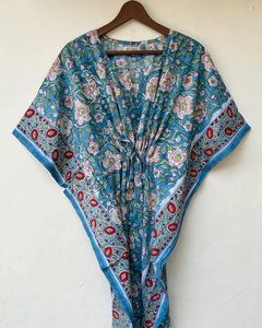 Vestido Kaftán sin Mangas de Algodón con Estampado Digital, Ligero, Informal, Estilo Bohemio, para Verano, Vacaciones, Estampado Floral, Maxi para Mujer, Marca Naaz - Product Image 2