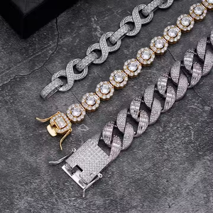 <b>Iced</b> <b>Out</b> Moissanite Tennis <b>Chain</b> Necklace Luxury Round Brilliant Cut Fashion Jewelry for Men Women Daily Wear - Product Image 5