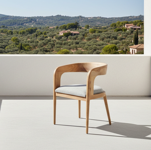 Coussin de chaise de salle à manger d'extérieur Diana, design scandinave, en teck massif, finition naturelle, durable et écologique, pour un style industriel moderne - Product Image 3