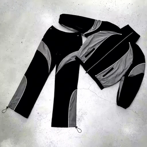 Conjunto Deportivo de Alta Calidad para Hombre, Chaqueta Cortavientos Reflectante y Pantalones de Chándal de Nailon, Talla Grande - Product Image 1