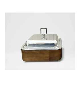 หม้อไฟฟ้าอุ่นอาหารแบบคลาสสิก ลายไม้แกะสลัก ฐานสแตนเลส ฝาปิดทรงโดมสีเงินขัดเงา เก็บความร้อนได้ดี - Product Image 3