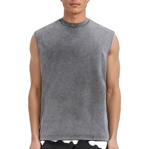 Débardeur vintage délavé pour homme, coupe ample, sans manches, style streetwear, vêtements de sport décontractés, fournisseur d'usine OEM - Product Image 1