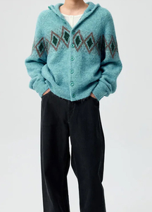 Hot Selling Mohair Hoodie Custom Oversized Tracksuits Jacquard Embroidery Logo <b>Men</b> Fuzzy Sweater Hoodie Mohair Sweatsuit - Product Image 2