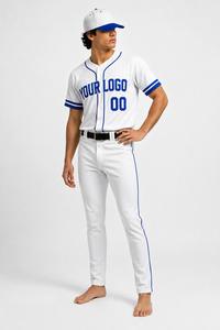 Ensemble d'uniformes de baseball personnalisés unisexe, maillot court et pantalon, impression par sublimation, évacuation de l'humidité, toutes saisons, devant - Product Image 2