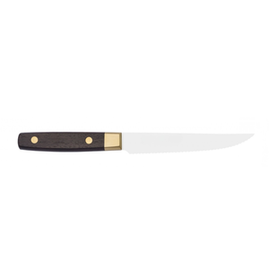 Cuchillos Clásicos para Carne con Mango de Madera Oscura, Remaches de Latón y Hoja de Acero Inoxidable Dentada para Mesa de Comedor y Restaurante - Product Image 1