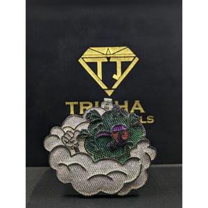 Colgante único con diseño de nube helada y diamantes de moissanita multicolor en plata de ley 925, joyería hip hop de Trisha Jewels - Product Image 1