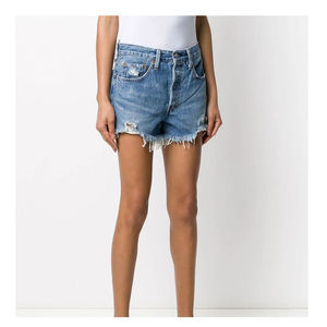 Shorts en jean pour femmes, longueur courte, bords bruts, sexy, respirants, avec fermeture éclair, cinq poches, mode décontractée - Product Image 5