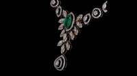 Parure de collier en argent avec pendentif en émeraude de laboratoire taille marquise et diamant pour mariée |   Bijoux de mariage de luxe |   Style ethnique plaqué or rose