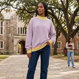 Sudadera personalizada con cuello simulado para mujer, suave y cómoda para el día a día, de corte relajado, elegante y fácil de combinar. - Product Image 1