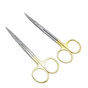 Tijeras de Iris TC Premium - Tijeras de Microdiscección Reutilizables con Incrustaciones de Carburo de Tungsteno y Mango Dorado para Recortar Suturas - Product Image 1