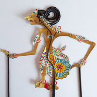 Marionnette de l'ombre Wayang Kulit Nakula en cuir indonésien artisanal, décoration de table traditionnelle javanaise, objet d'art ethnique
