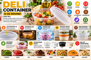 8oz Round PP Deli <b>Container</b> with Lid <b>Food</b> Grade <b>Plastic</b> microwave safe Takeaway <b>Food</b> Packaging for Restaurants & HORECA Delivery - Product Image 3