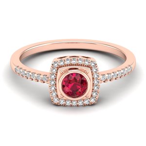 เครื่องประดับ REYES แหวนแต่งงานเพชรทองคำแท้ 14K สีเหลือง พร้อมใบรับรอง IGI สำหรับผู้หญิง เพชรทรงกลม 0.25 กะรัต ประดับพลอยทับทิม - Product Image 6