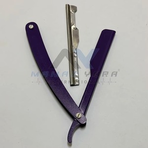 Navaja de Afeitar Profesional de Acero Inoxidable de Alta Calidad, Plegable, de Una Sola Hoja, Estilo Vintage, Color Morado, Personalizada - Product Image 1