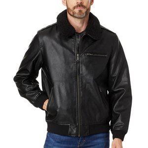 Dernières vestes en cuir pour hommes à la mode avec logo frontal, bons prix, manches longues, logo personnalisé, vestes en cuir véritable pour hommes - Product Image 1