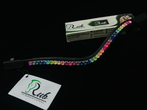 Diadema de Cuero para Caballo Rub International con Cristales AB Coloridos, Diseño Personalizado Modelo 0786 de Uttar Pradesh - Product Image 1