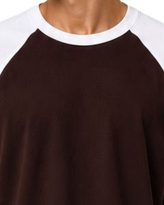 Manufacturer Custom Chocolate Brown And <b>White</b> Raglan T Shirt For Men Short Sleeve Crew Neck Cotton <b>Tee</b> Custom Casual Color Block - Product Image 5