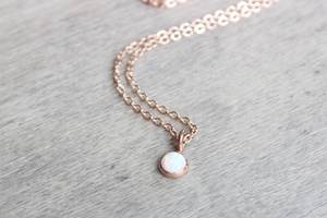 <b>Opal</b> <b>Necklace</b> October Birthstone Bridesmaids Gift 925 Sterling Silver 14k Rose Gold Plated Minimalist Jewelry - Product Image 5
