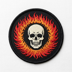 Parche Bordado Termoadhesivo Redondo con Diseño de Mano de Esqueleto Sosteniendo Antorcha Flameante, Insignia de Fuego, Decoración Gótica para Ropa, Venta al por Mayor - Product Image 6
