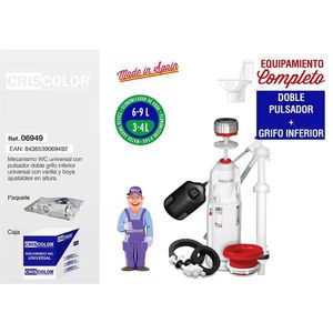 Meccanismo WC Criscolor con Doppio Pulsante 6-9L 3-4L, Valvola Inferiore Universale - Product Image 1