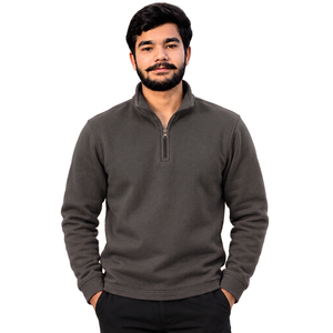 Sweat-shirt demi-zip en molleton mi-lourd pour marques de vêtements, vente en gros directe usine - Product Image 5