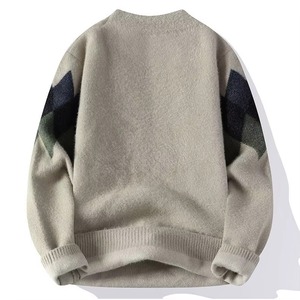 Pull en coton mélangé respirant pour homme, style classique automne, doublure en laine, logo frontal, doux, confortable, tenue décontractée élégante - Product Image 5