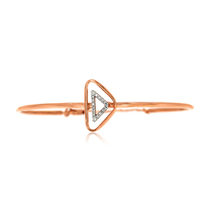 14K Rose Gold Geometric Triangle Diamond Open <b>Bangle</b> <b>Bracelet</b> for Women | Minimalist Adjustable Luxury <b>Bracelet</b> | Everyday Fine - Product Image 2