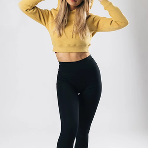 Sweat à capuche streetwear personnalisé pour femme 2024 - 100% coton, logo frontal, écologique, coupe courte, pour le yoga, le sport et l'entraînement - Product Image 5