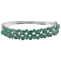 Bracelet émeraude en argent sterling 925 plaqué rhodium, bijoux de luxe pour mariage, fête et occasions spéciales - Unisexe