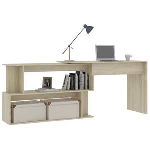 Bureau d'ordinateur en bois d'ingénierie Sonoma Oak, 78,7x19,7x29,9 pouces, design rotatif - Product Image 3