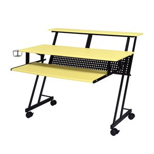 Bureau de studio d'enregistrement de musique jaune et noir avec plateau clavier équipement de sonorisation audio - Product Image 4