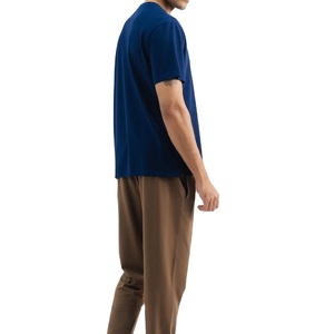 Venta al por mayor de gran tamaño Drop Shoulder Heavyweight Casual camiseta para hombres de alta calidad 100% algodón estambre tela logotipo frontal - Product Image 4