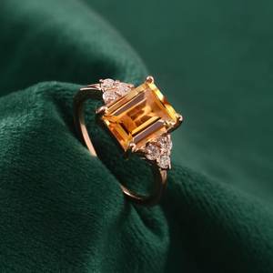 Natural Citrine <b>Ring</b> Prong Setting Handmade Sterling <b>Silver</b> <b>Emerald</b> Cut Birthstone <b>Ring</b> Gift for Her Wedding Party - Product Image 5