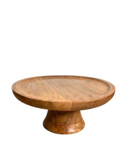 Support à gâteau rond en bois naturel fait main, présentoir à desserts, passe au lave-vaisselle, pour mariage, anniversaire, fête - Product Image 1