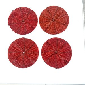 Posavasos de Té Moderno Hecho a Mano con Bordado de Cuentas, Posavasos de Lujo con Cuentas Bordadas para Bebidas - Product Image 3