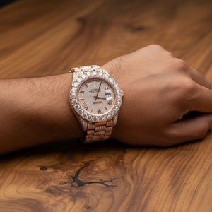 Montre de jour Moissanite Iced Out bicolore or rose et argent, style diamant de luxe, Hip Hop - Product Image 6