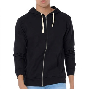 Sudadera con Capucha 100% Algodón Orgánico Tejido con Cremallera y Cordones en Contraste, Ecológica, Otoño, Logotipo Personalizado, Sudaderas con Capucha y Pantalones Deportivos para Hombre - Product Image 1