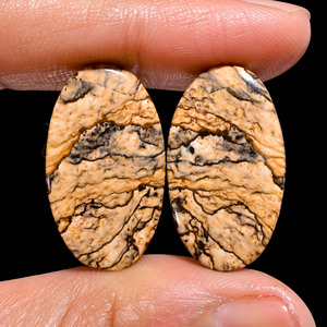 Venta al por mayor FAIJAN GEMS Cabujón de Jaspe con diseño, Piedra Lisa Plana de Rajasthan, Gemas Curativas con Certificación de Terceros - Product Image 2