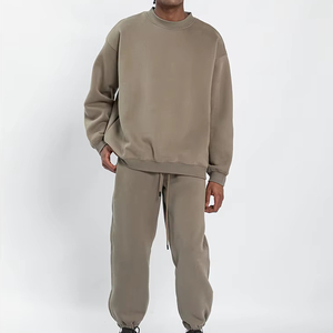 High Quality Solid Plain Jogging Set Men <b>Blank</b> Heavy <b>Weight</b> Brushed Fabric Hooded Top Pants Apparel Bundles - Product Image 1