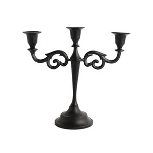 Candélabre moderne en aluminium noir mat à 3 bras, fait main, style industriel, centre de table pour mariages - Product Image 2
