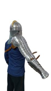 Plastron d'épaule médiéval en acier doux poli, protège-bras complet, épaulettes de chevalier, armure plaquée faite à la main, portables pour le sport, exportables - Product Image 2