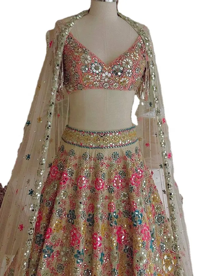 FULPARI Vêtements de mariage indiens Lehenga choli avec séquence et fil de travail Lehenga choli lourd avec filet dupatta pour les femmes portent